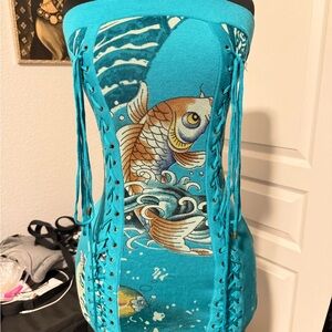 Ed Hardy Christian Audigier Blue Patterned Knit